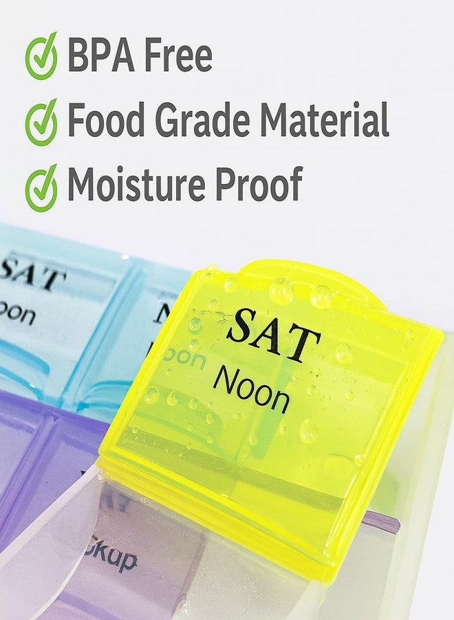 ايكا علبة تنظيم الأدوية من أيكا، ٢٨ خانة | علبة أدوية تكفي لـ ٧ أيام × ٤ مرات يوميًا | خالية من مادة BPA، مقاومة للرطوبة، مناسبة للسفر، لتذكيرك بتناول الأقراص والفيتامينات والمكملات الغذائية - متعددة الألوان - Image 4